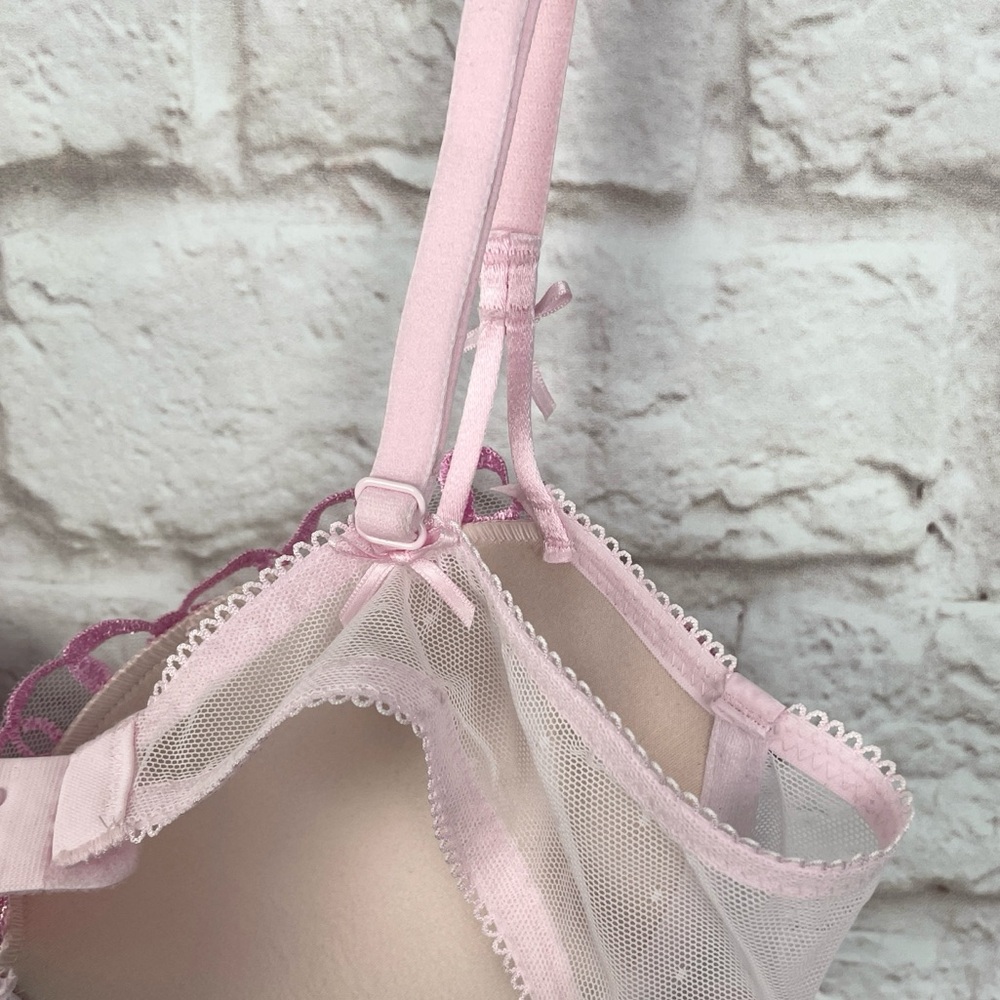 PINK x LoveShackFancy Push-Up Put a Bow on It Balconette Bra Size 36A New! - Picture 7 of 7